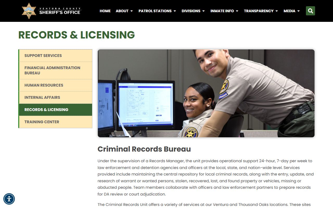 Ventura County jail mugshots records request page for booking photos